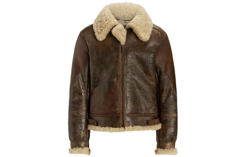 Ralph Lauren Solid Zip-Up Collar Jacket Brown Long Sleeve Outerwear MNPLOTW16020-219