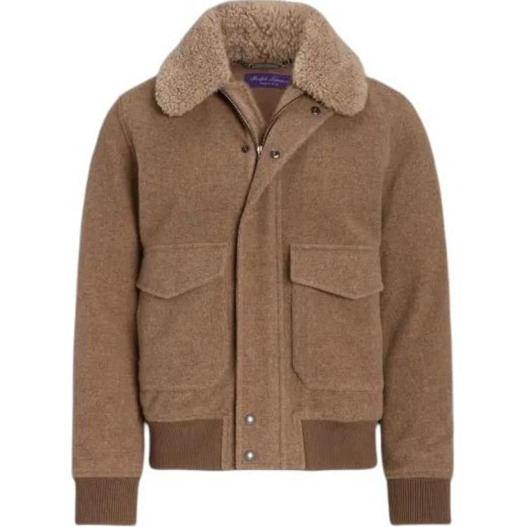 Ralph Lauren Solid Zip-Up Collared Jacket in Taupe MNPLOTW16020-236