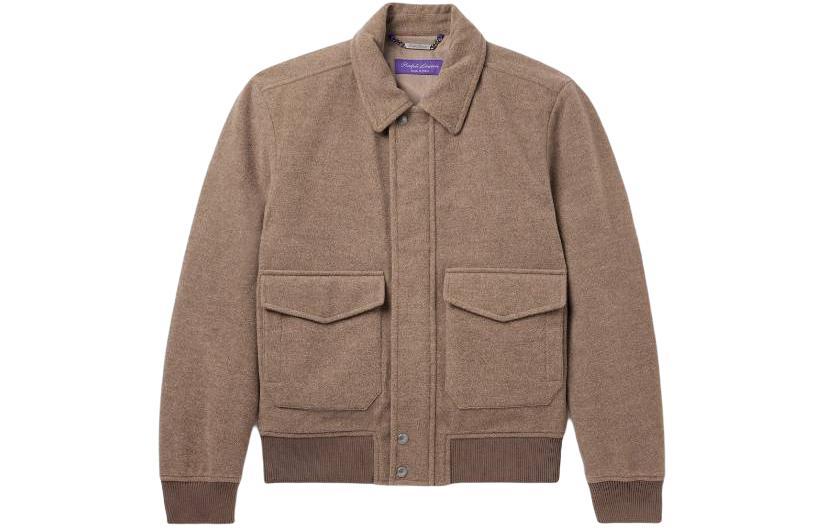 Ralph Lauren Solid Zip-Up Collared Jacket Men’s Khaki Long Sleeve 790925174-001