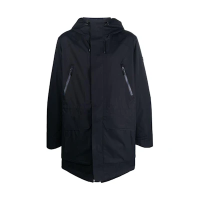 Ralph Lauren Solid Zip-Up Mid-Length Hooded Jacket Navy Blue 710861426-001