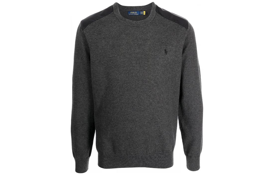 Ralph Lauren SS22 Appliqué Patchwork Long-Sleeve Sweatshirt Gray 710858188-002