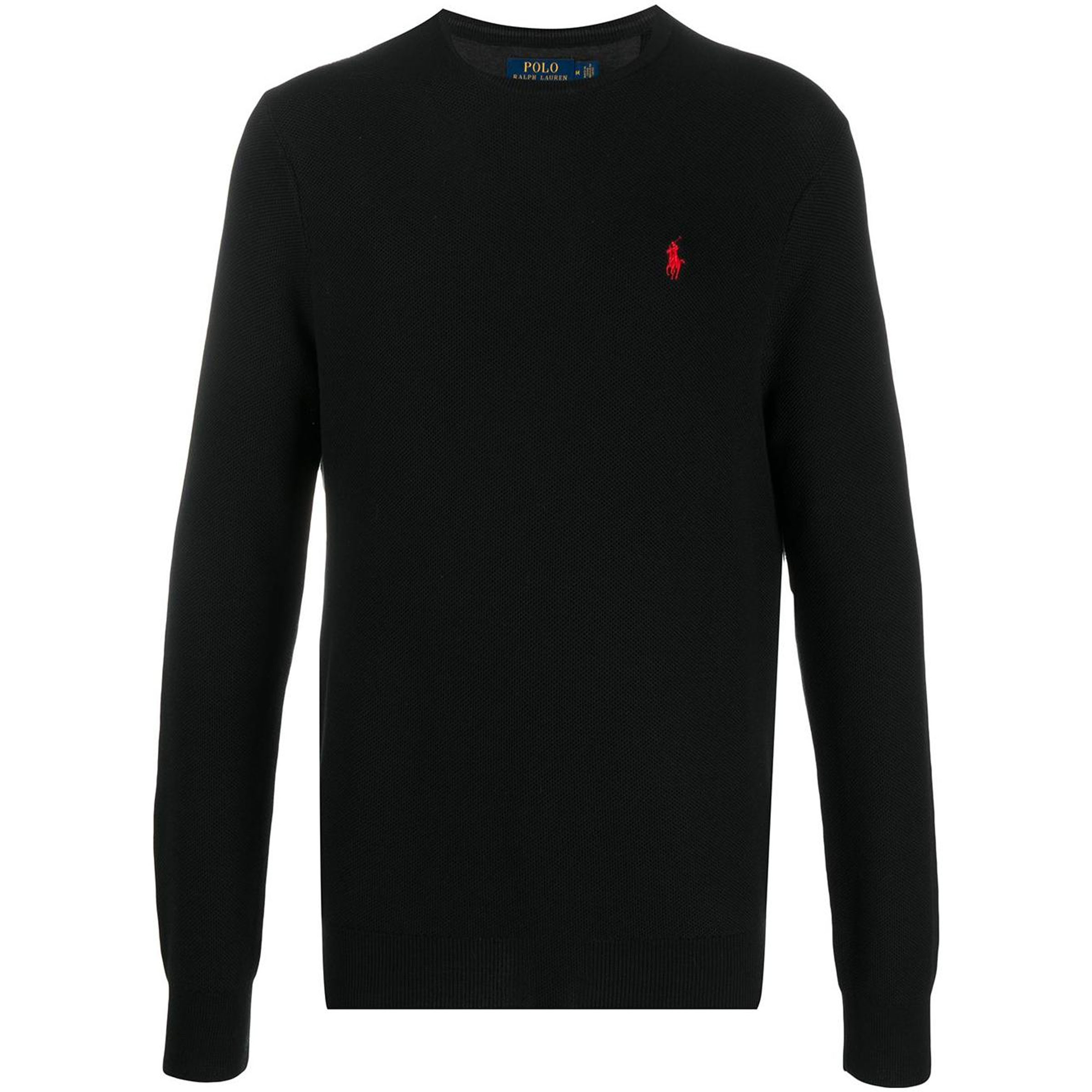 Ralph Lauren SS22 Black Crewneck Logo Embroidered Pullover Sweatshirt 710680593-001