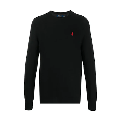 Ralph Lauren SS22 Black Crewneck Logo Embroidered Pullover Sweatshirt 710680593-001