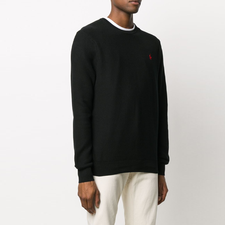 Purchase ラルフローレン SS22 ブラック クルーネック ロゴ刺繍 プルオーバー スウェット 710680593-001