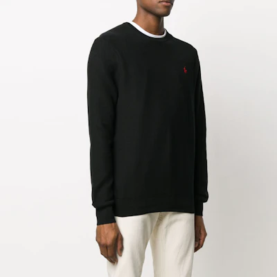 ラルフローレン SS22 ブラック クルーネック ロゴ刺繍 プルオーバー スウェット 710680593-001 Purchase ラルフローレン SS22 ブラック クルーネック ロゴ刺繍 プルオーバー スウェット 710680593-001