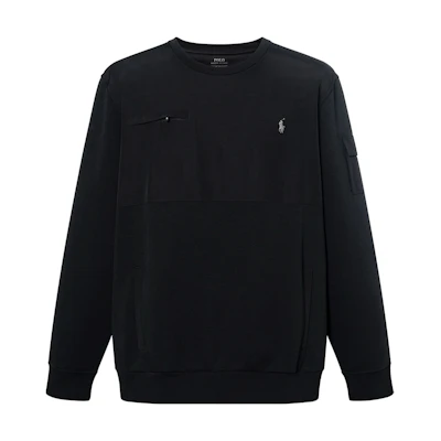 Ralph Lauren SS22 Black Crewneck Sweatshirt with Embroidered Logo 710814220001-BLACK