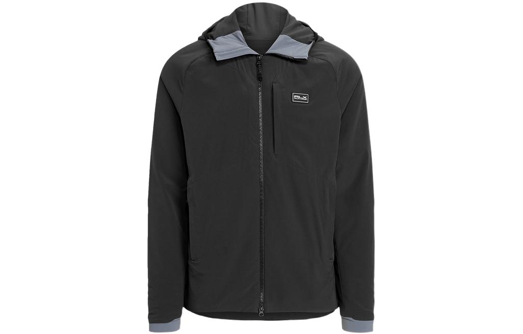 Ralph Lauren SS22 Black Zip-Up Hoodie Jacket with Logo Patch MNRXOTW16020056-001