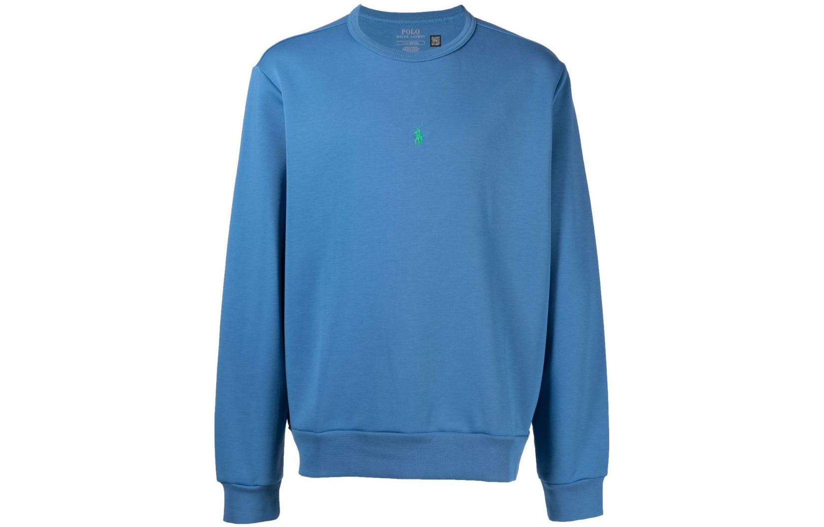 Ralph Lauren SS22 Blue Crewneck Sweatshirt with Logo Embroidery 710839048-008