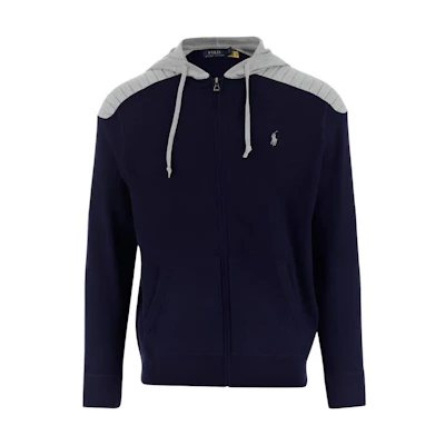 Ralph Lauren SS22 Blue Hooded Zip-Up Sweatshirt 710862039-002