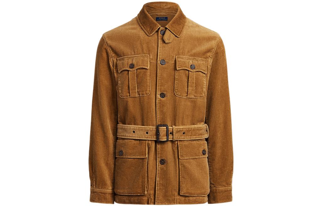 Ralph Lauren SS22 Brown Long Sleeve Polo Collar Jacket with Pocket Tie MNPOOTW16020761-250