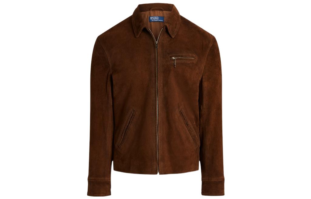 Ralph Lauren SS22 Brown Solid Long Sleeve Zip-Up Jacket MNPOOTW16020880-250