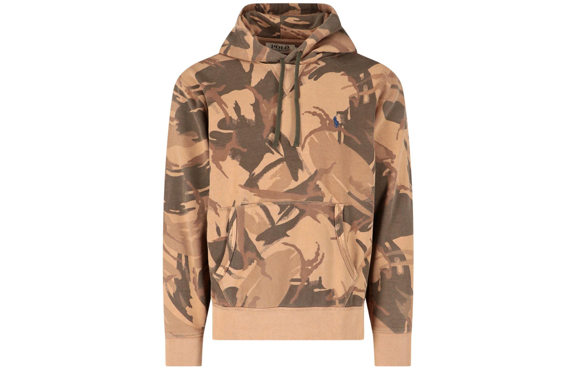 Ralph Lauren SS22 Camo Full Print Embroidered Logo Hoodie Brown 710857870001