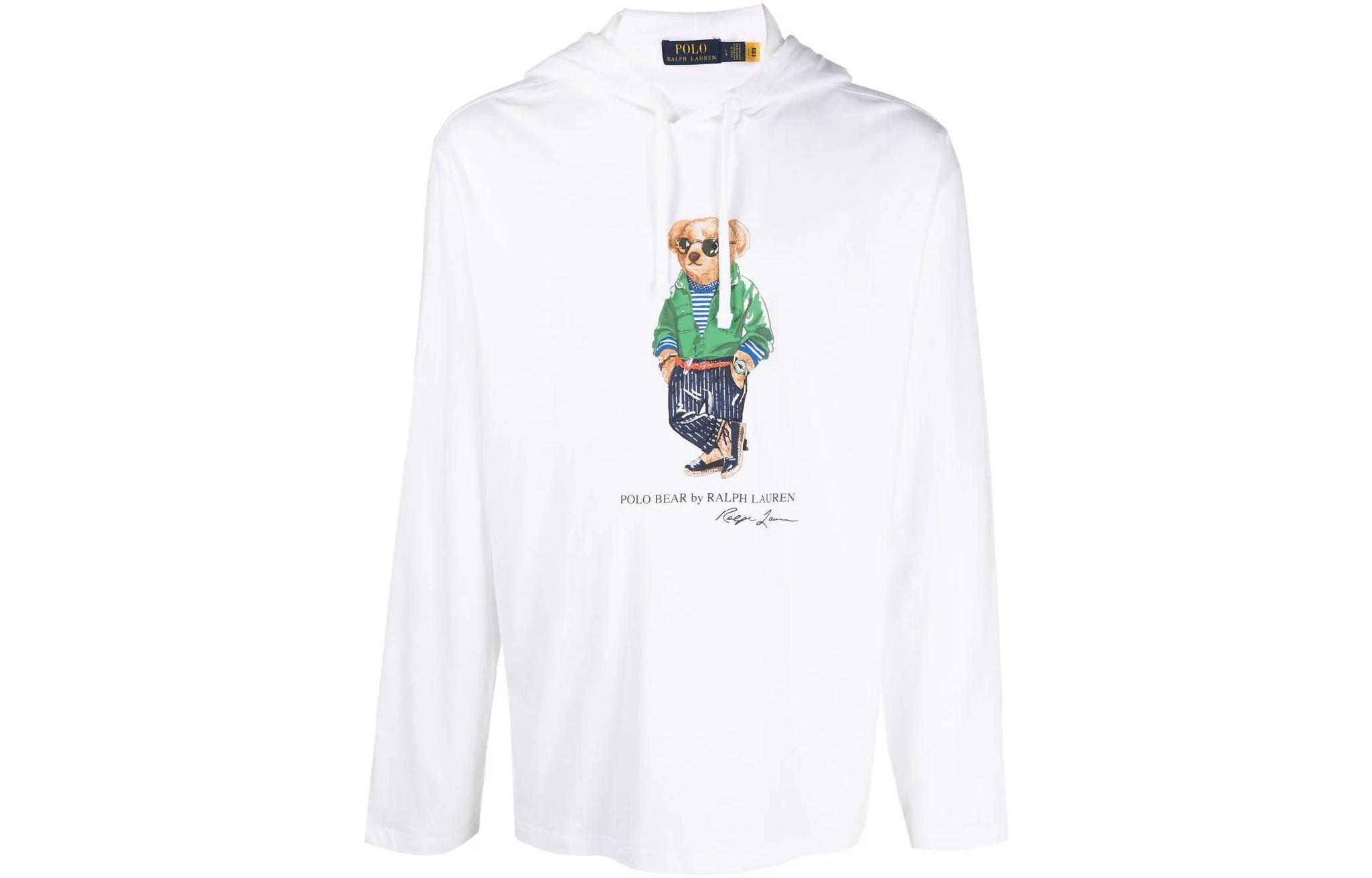 Ralph Lauren SS22 Cartoon Print Cotton Hoodie White 710853354004