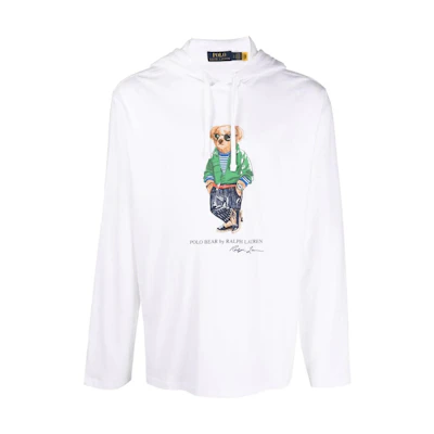 Ralph Lauren SS22 Cartoon Print Cotton Hoodie White 710853354004