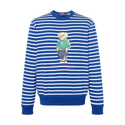 Ralph Lauren SS22 Colorblock Striped Crewneck Sweatshirt Blue/White 710863006-001