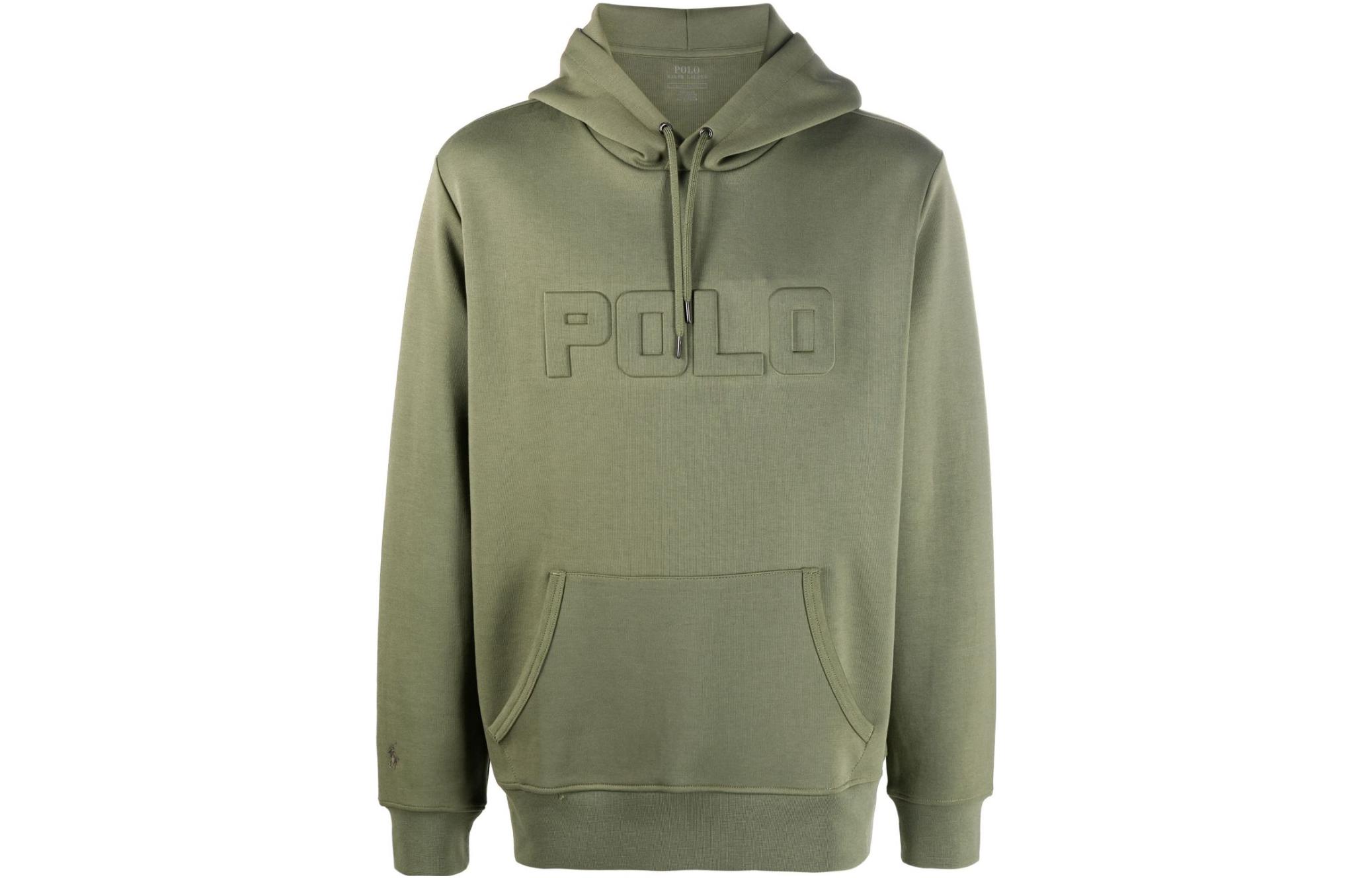 Ralph Lauren SS22 Embossed Logo Drawstring Hoodie Green 710859286-003