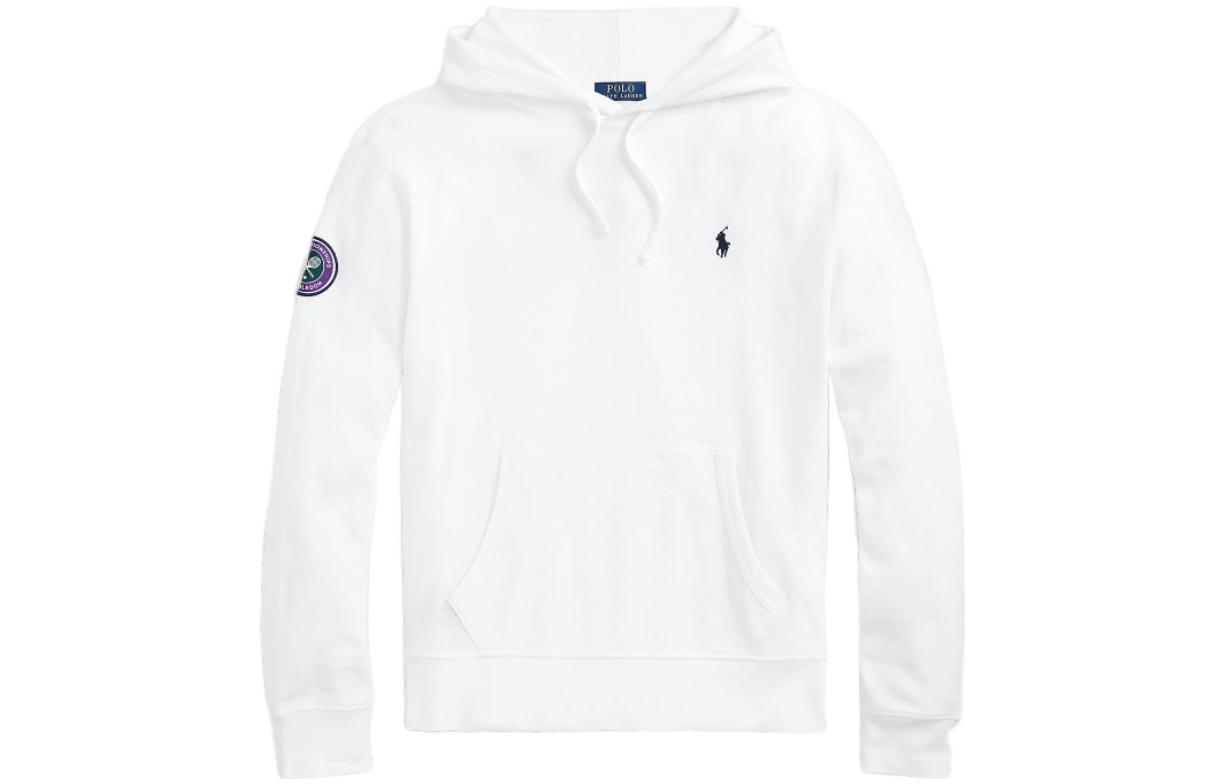 Ralph Lauren SS22 Embroidered Logo Cotton Pullover Hoodie White MNPOKNI16822087-100