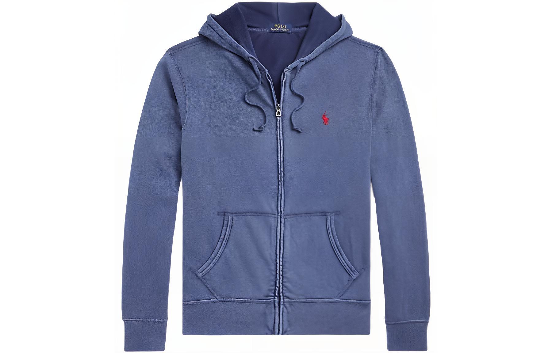 Ralph Lauren SS22 Embroidered Logo Zip-Up Sweatshirt Blue - 710706348008LIGHT