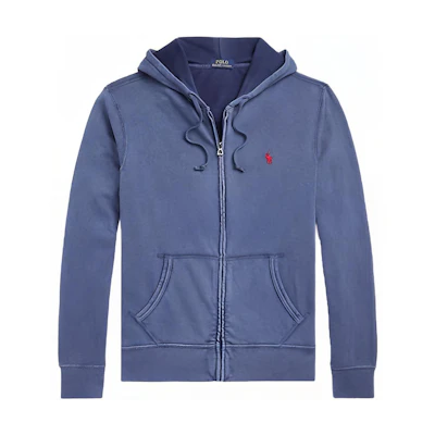 Ralph Lauren SS22 Embroidered Logo Zip-Up Sweatshirt Blue - 710706348008LIGHT