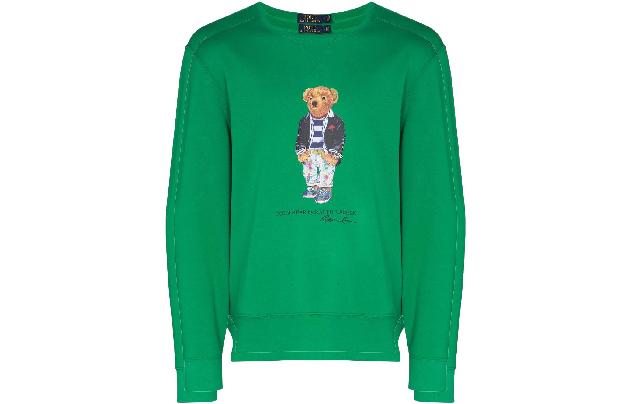 Ralph Lauren SS22 Green Teddy Bear Graphic Pullover Sweatshirt 710853308-007