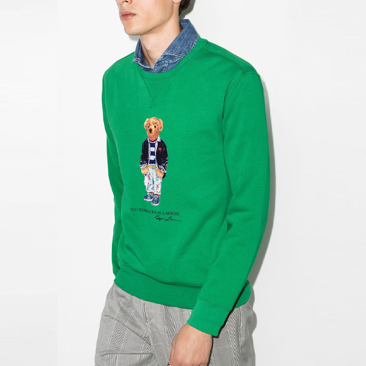 Ralph Lauren SS22 Green Teddy Bear Graphic Pullover Sweatshirt 710853308-007 圖 5