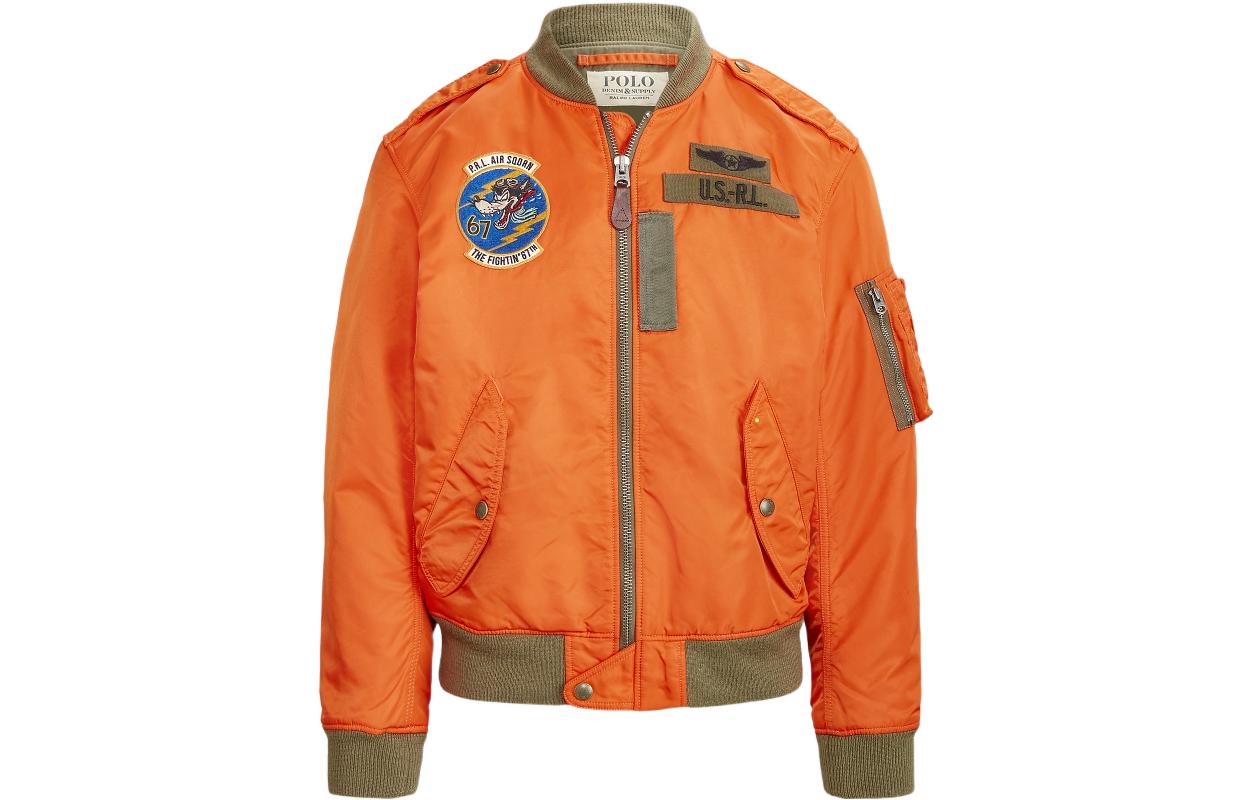 Ralph Lauren SS22 Iconic Twill Zip-Up Bomber Jacket Orange MNPOOTW16020834-800