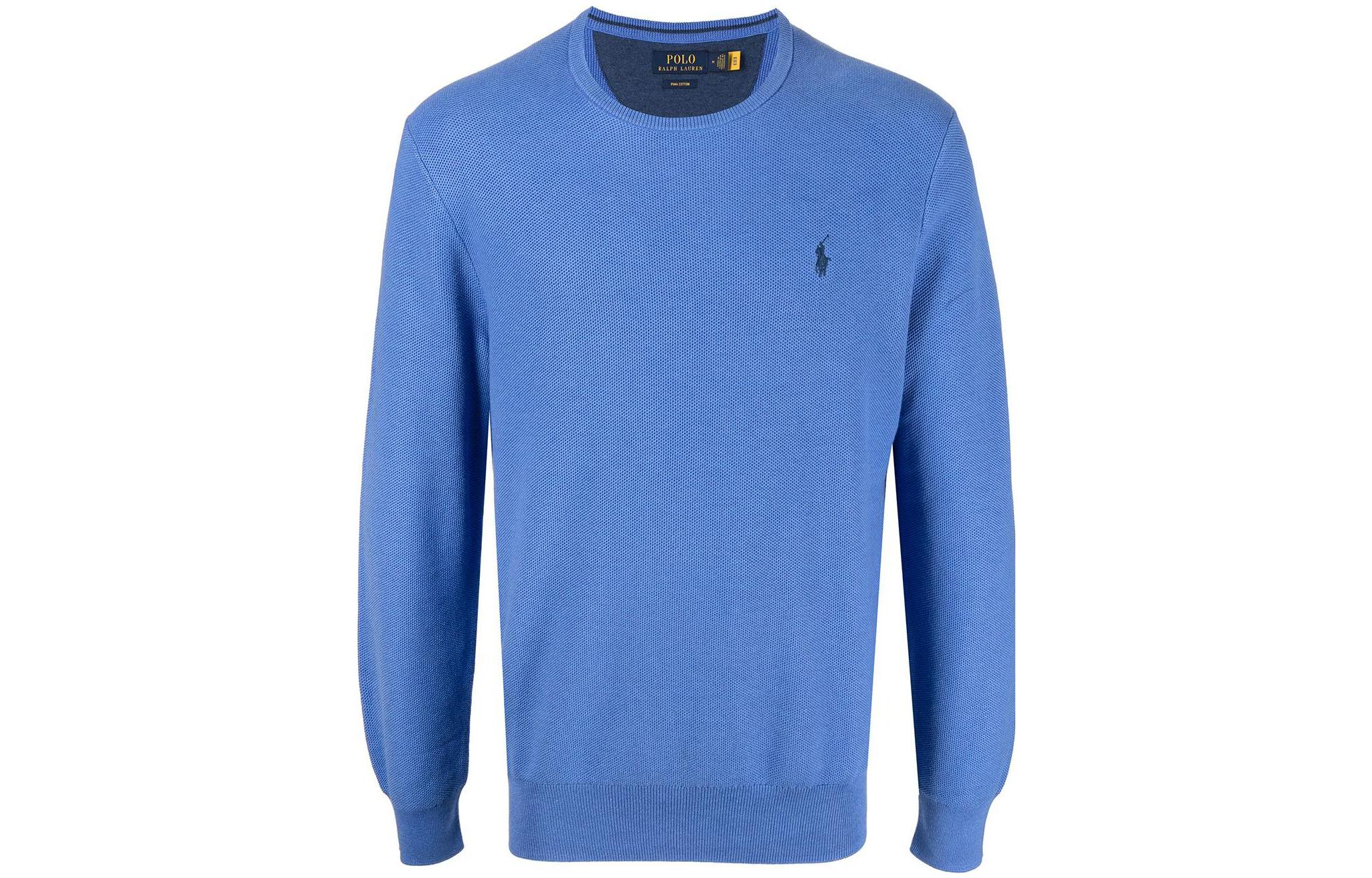 Ralph Lauren SS22 Logo Embroidered Crewneck Sweatshirt Blue 710680593-048
