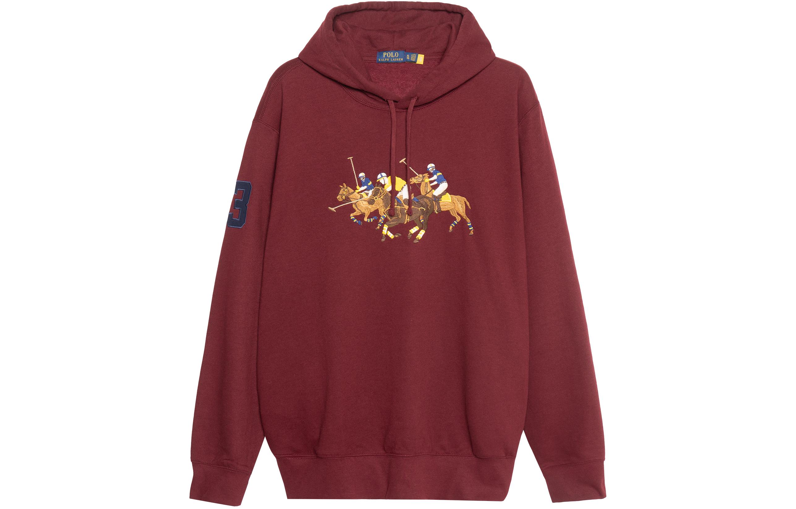 Ralph Lauren SS22 Logo Embroidered Hoodie Burgundy - Long Sleeve 710823853-004