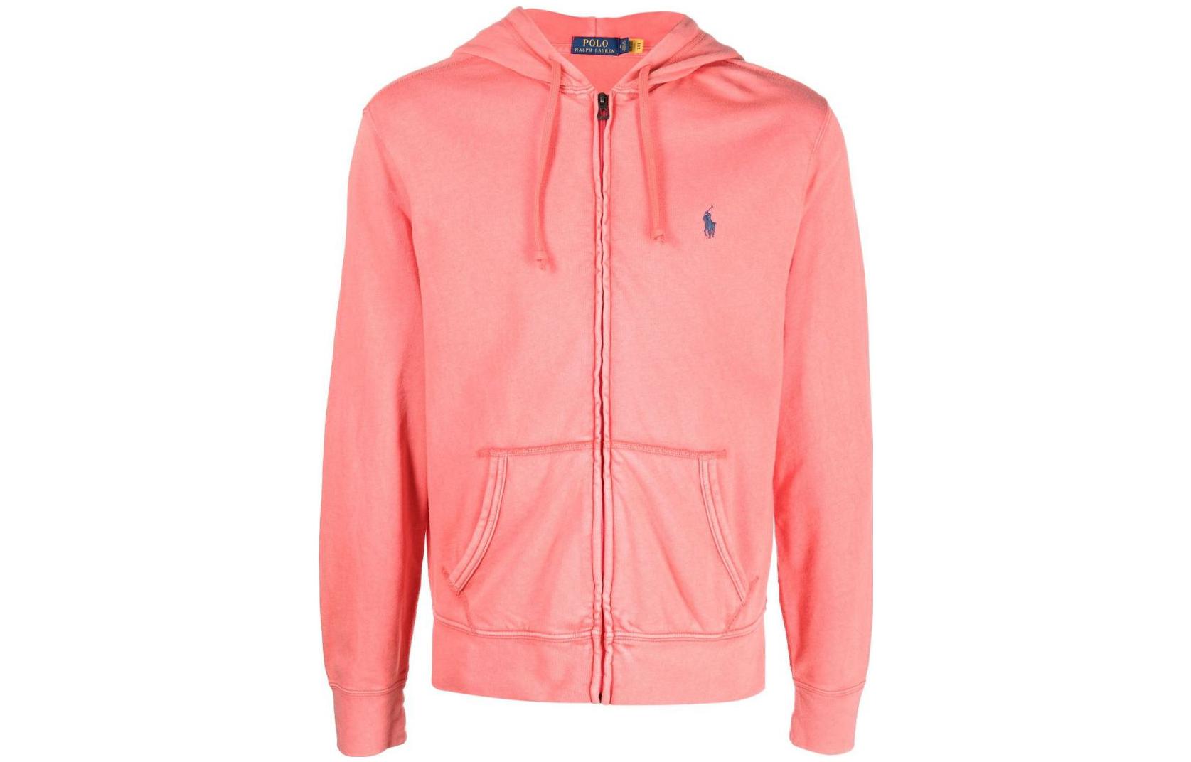 Ralph Lauren SS22 Logo Embroidered Zip Hoodie Pink Long Sleeve 710706348-013