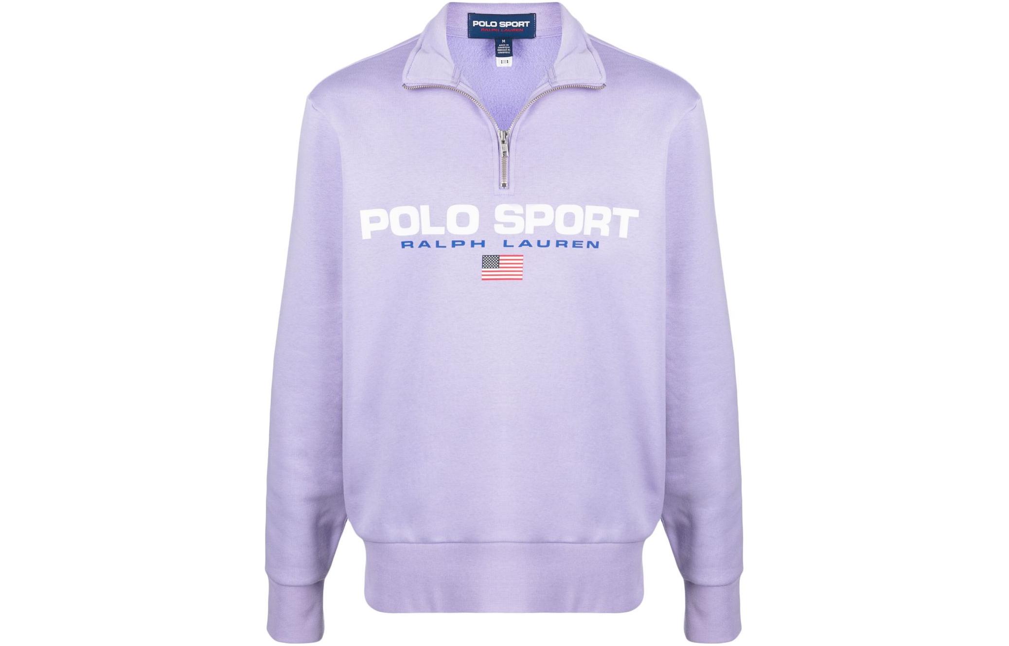 Ralph Lauren SS22 Logo Half-Zip Pullover Long Sleeve Sweatshirt Purple 710835766-009