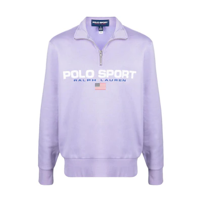 Ralph Lauren SS22 Logo Half-Zip Pullover Long Sleeve Sweatshirt Purple 710835766-009