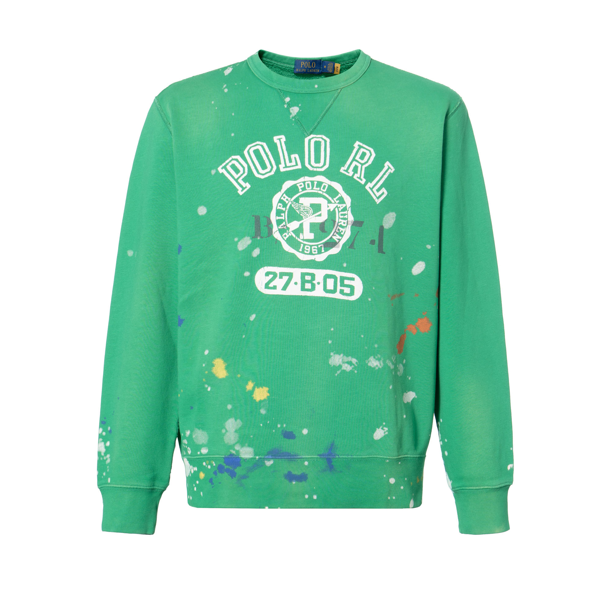 Ralph Lauren SS22 Logo Print Crewneck Long-Sleeve Sweatshirt Green Mens 710865024-001