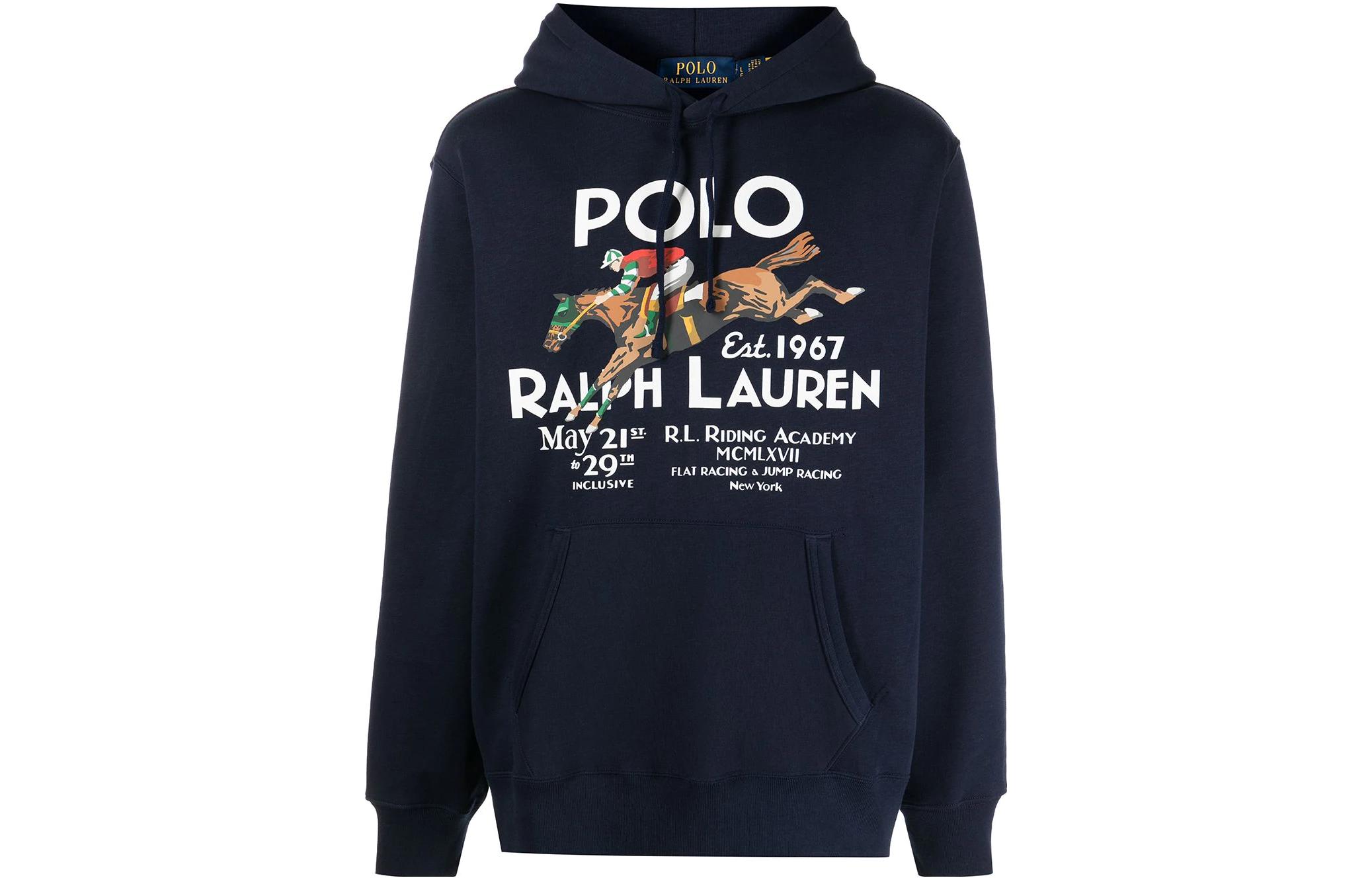 Ralph Lauren SS22 Logo Print Hoodie Pullover Blue 710860298-003