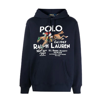 Ralph Lauren SS22 Logo Print Hoodie Pullover Blue 710860298-003