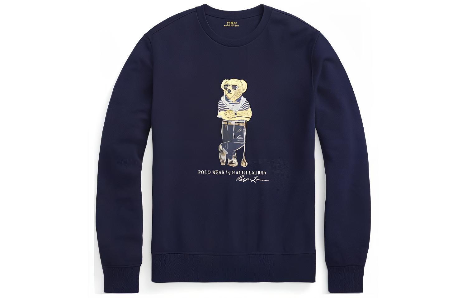 Ralph Lauren SS22 Navy Blue Pullover Sweatshirt with Cartoon Bear Print (Men) MNPOKNI16822240-410