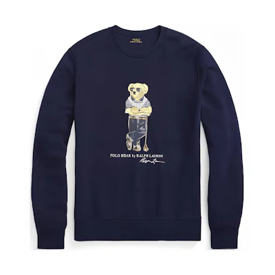Ralph Lauren SS22 Navy Blue Pullover Sweatshirt with Cartoon Bear Print (Men) MNPOKNI16822240-410