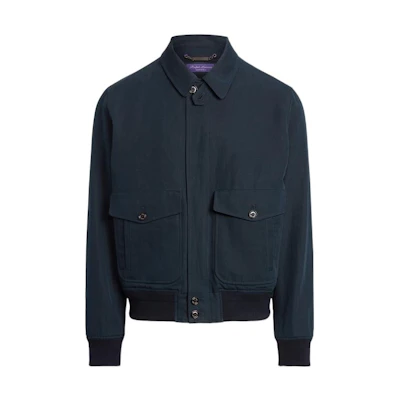 Ralph Lauren SS22 Navy Blue Solid Color Polo Bomber Jacket MNPLOTW16020132-410