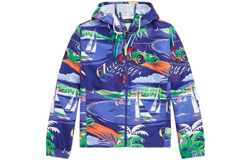 Ralph Lauren SS22 Packable Coastal Print Hooded Jacket Blue Mens MNPOOTW16020820-999