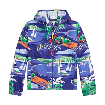 Ralph Lauren SS22 Packable Coastal Print Hooded Jacket Blue Mens MNPOOTW16020820-999