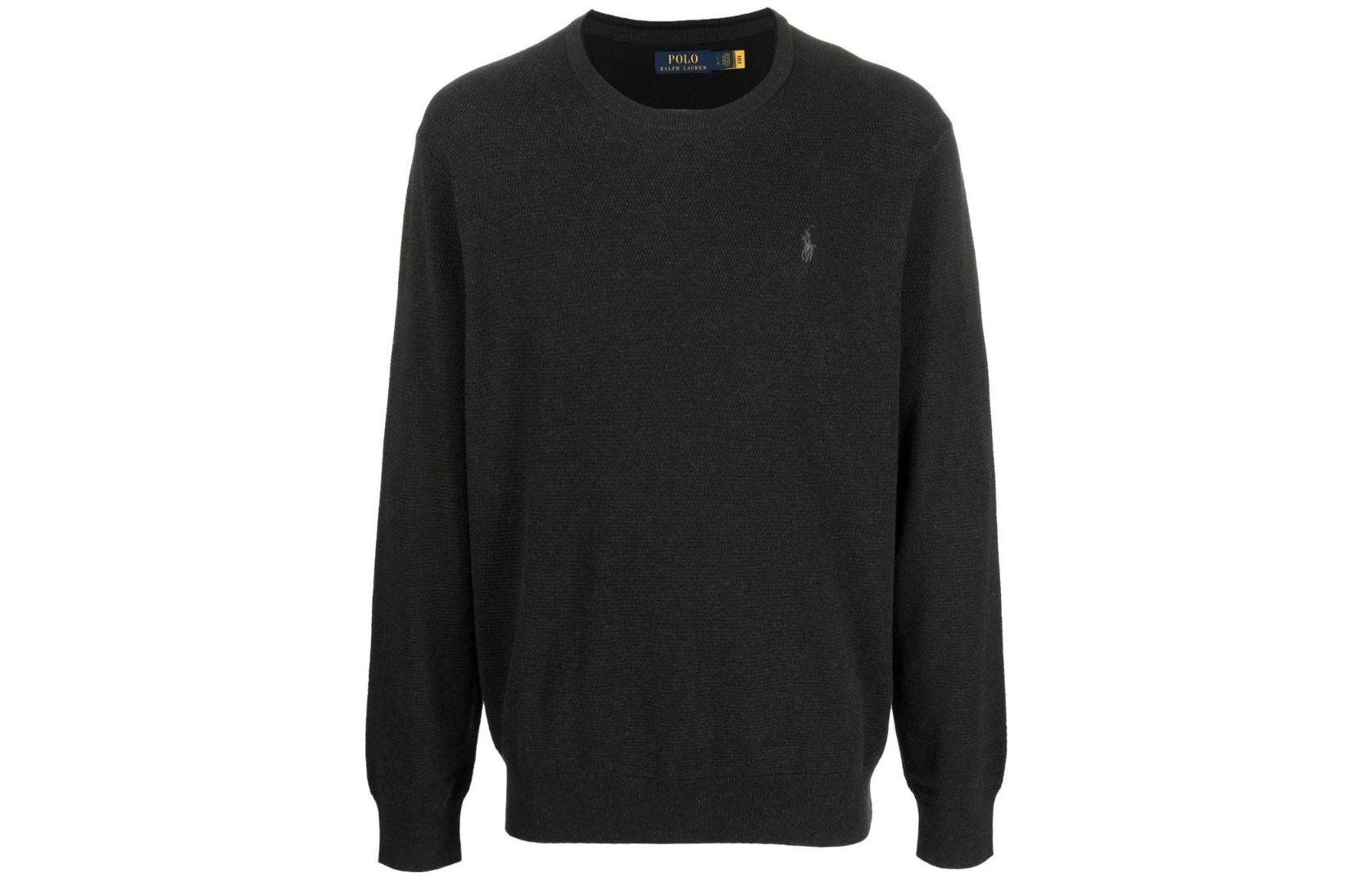 Ralph Lauren SS22 Polo Pony Embroidered Crewneck Sweatshirt Men Black 710876698-008