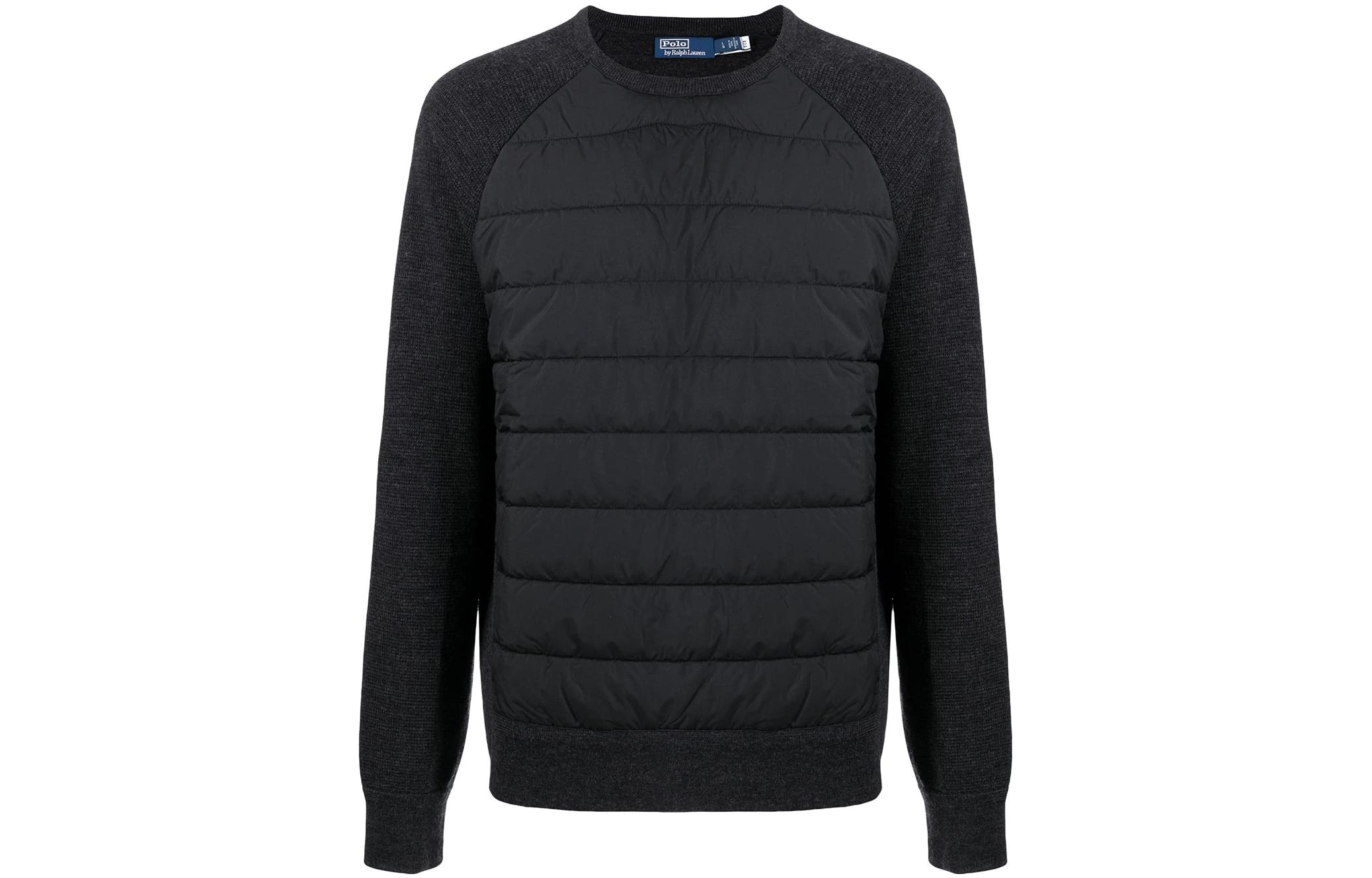 Ralph Lauren SS22 Quilted Patchwork Crewneck Sweatshirt Black 710850172-001