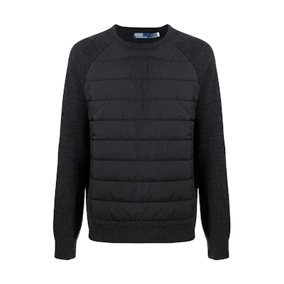 Ralph Lauren SS22 Quilted Patchwork Crewneck Sweatshirt Black 710850172-001