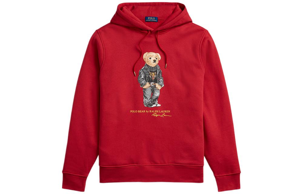 Ralph Lauren SS22 Red Pullover Sweatshirt with Cartoon Bear Print Men MNPOKNI16821852