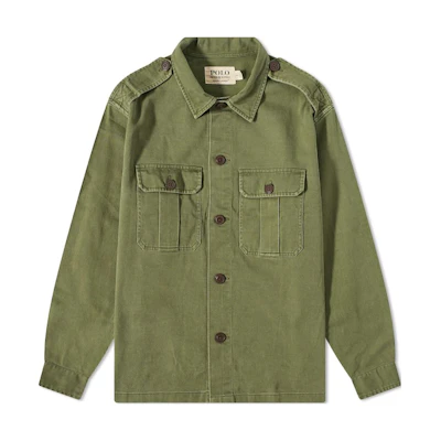 Ralph Lauren SS22 Solid Color Chest Pocket Button-Up Jacket Army Green 710858695-001