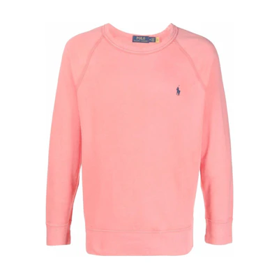 Ralph Lauren SS22 Solid Color Logo Embroidered Pink Sweatshirt 710644952-038