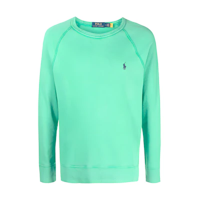 Ralph Lauren SS22 Solid Color Raglan Crewneck Sweatshirt Green 710644952037
