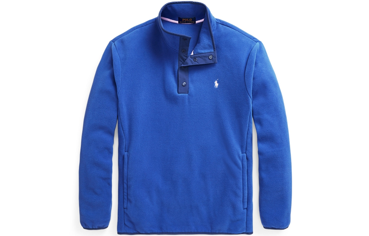Ralph Lauren SS22 Solid Color Velvet Pullover Half-Turtleneck Sweatshirt Blue MNPOKNI16821816-400