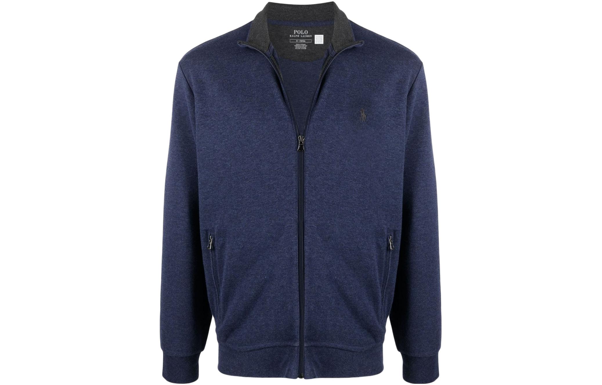 Ralph Lauren SS22 Solid Color Zip-Up Sweatshirt Jacket Blue 710857102-003