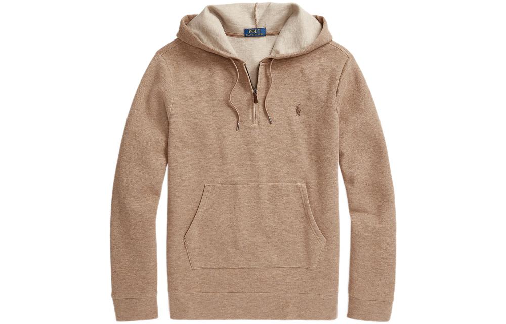 Ralph Lauren SS22 Solid Double-Sided Knit Pullover Hoodie Khaki MNPOKNI16821993