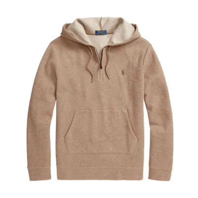 Ralph Lauren SS22 Solid Double-Sided Knit Pullover Hoodie Khaki MNPOKNI16821993